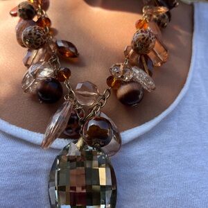 Elegant Brown and Gold Beaded Necklace